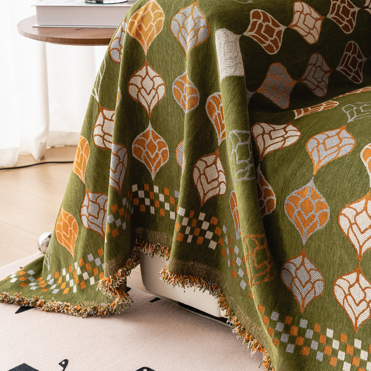 Boho Geometric Sofa Slipcovers Chenille Scratch Resistant Couch Protective Covers