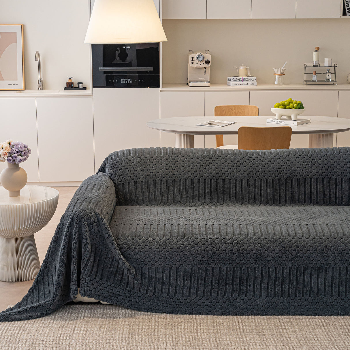 Boho 3D Geometric Throw Blanket for Couch, Luxurious Velvety Plush Fleece Sofa Cover