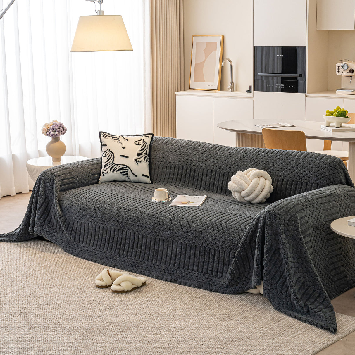 Boho 3D Geometric Throw Blanket for Couch, Luxurious Velvety Plush Fleece Sofa Cover