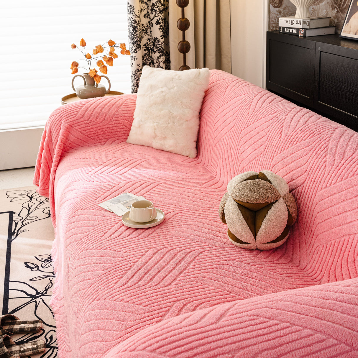 Plush Flannel Fleece Sofa Throw Blanket, Soft & Cozy Furniture Protector for Couch