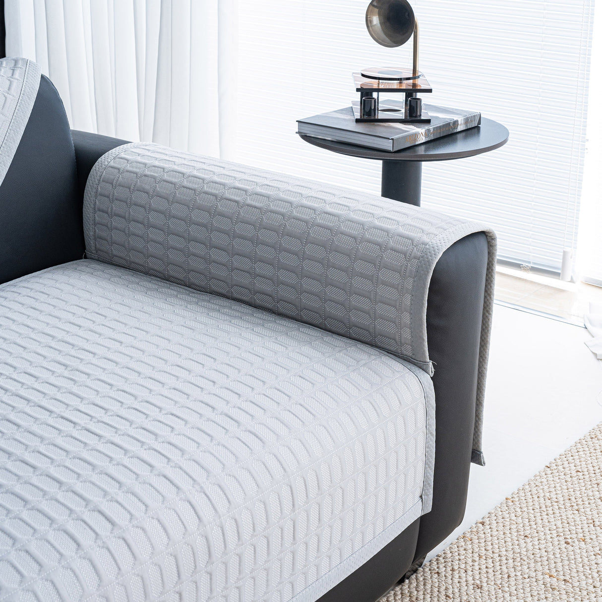 Geometric Textured Couch Slipcover Protector Non-Slip Ice Silk Sofa Cover for Couch