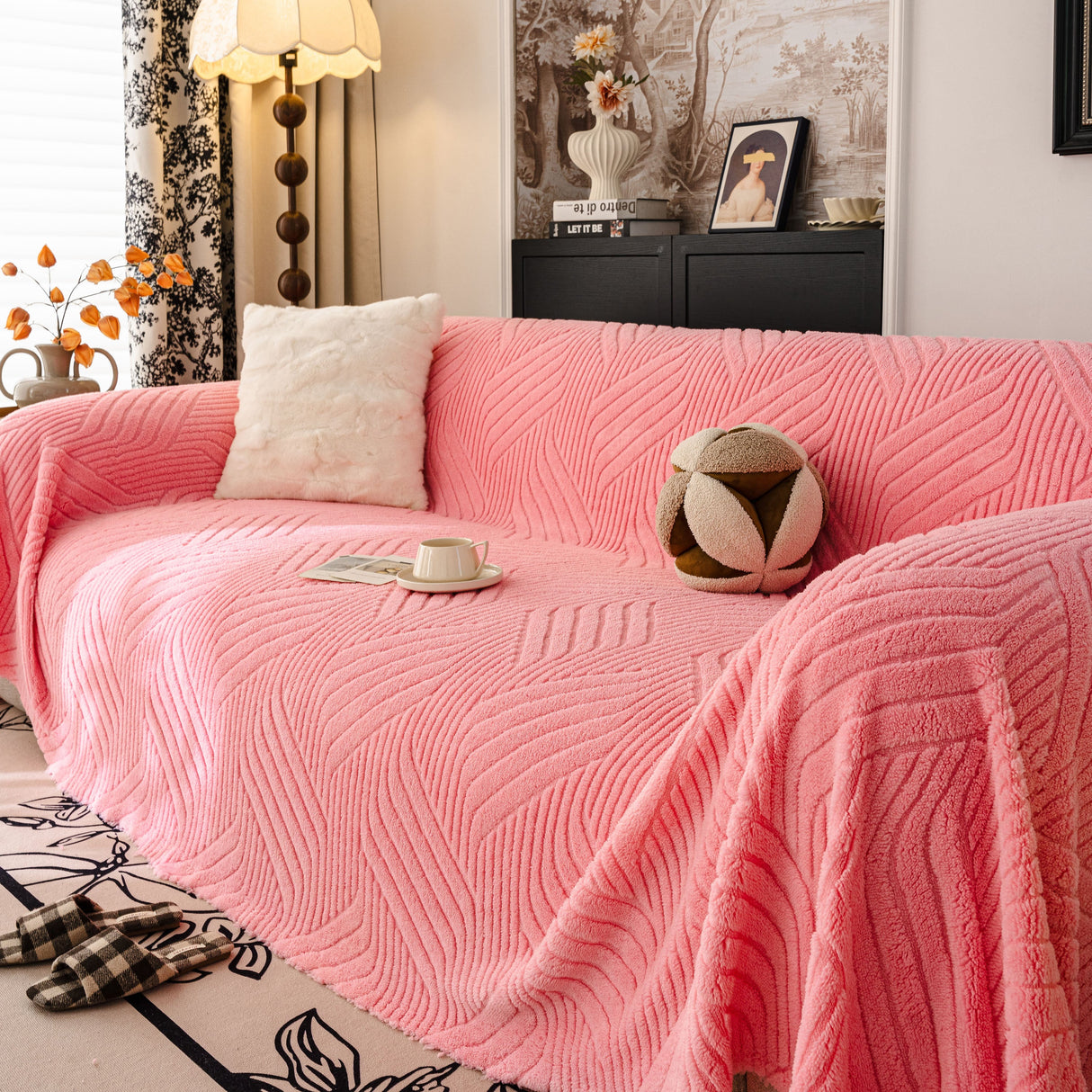 Plush Flannel Fleece Sofa Throw Blanket, Soft & Cozy Furniture Protector for Couch