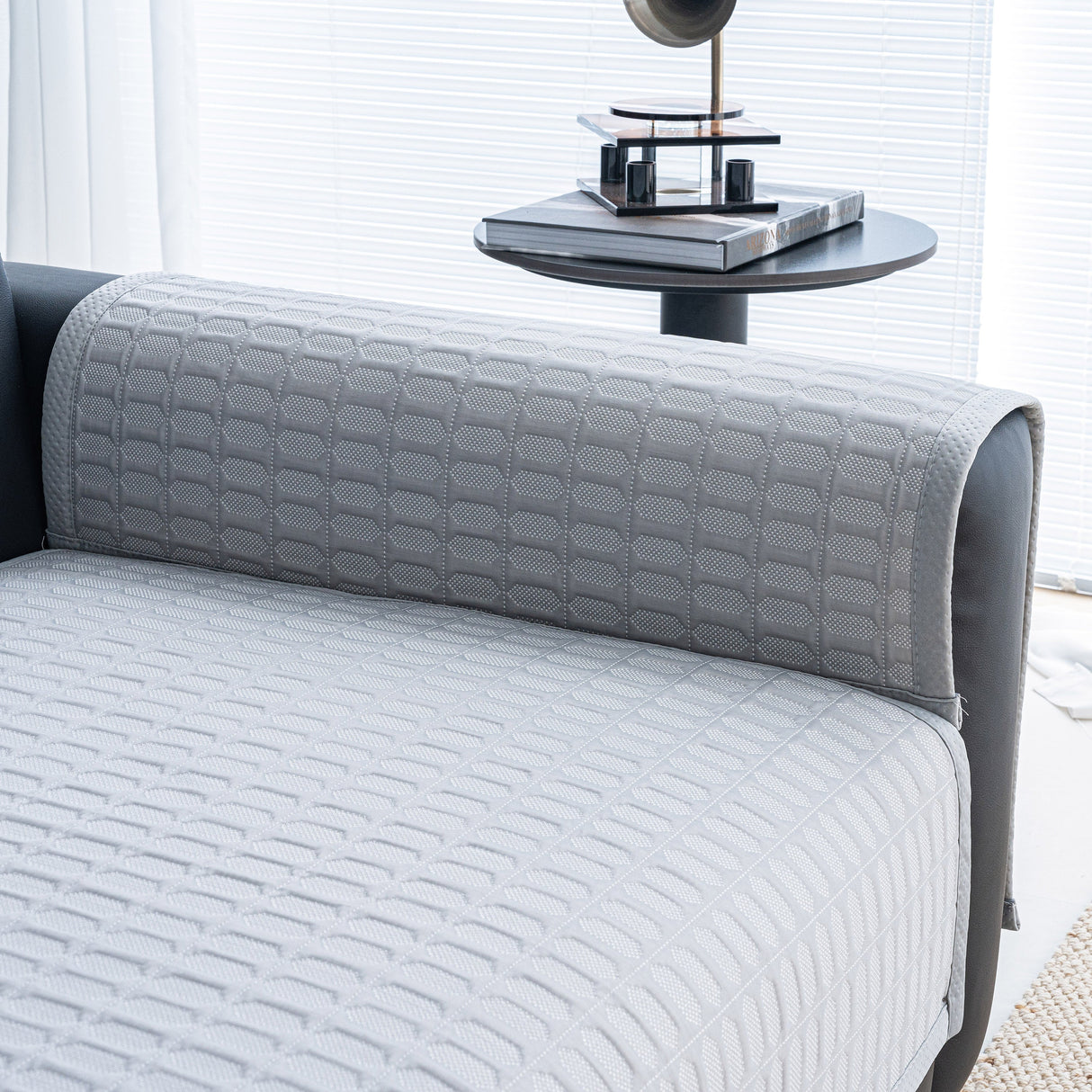 Geometric Textured Couch Slipcover Protector Non-Slip Ice Silk Sofa Cover for Couch