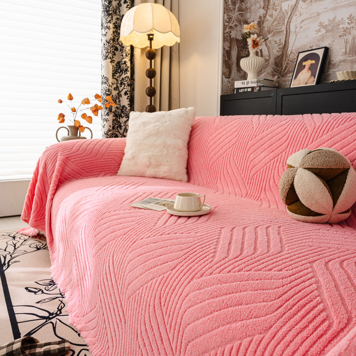 Plush Flannel Fleece Sofa Throw Blanket, Soft & Cozy Furniture Protector for Couch