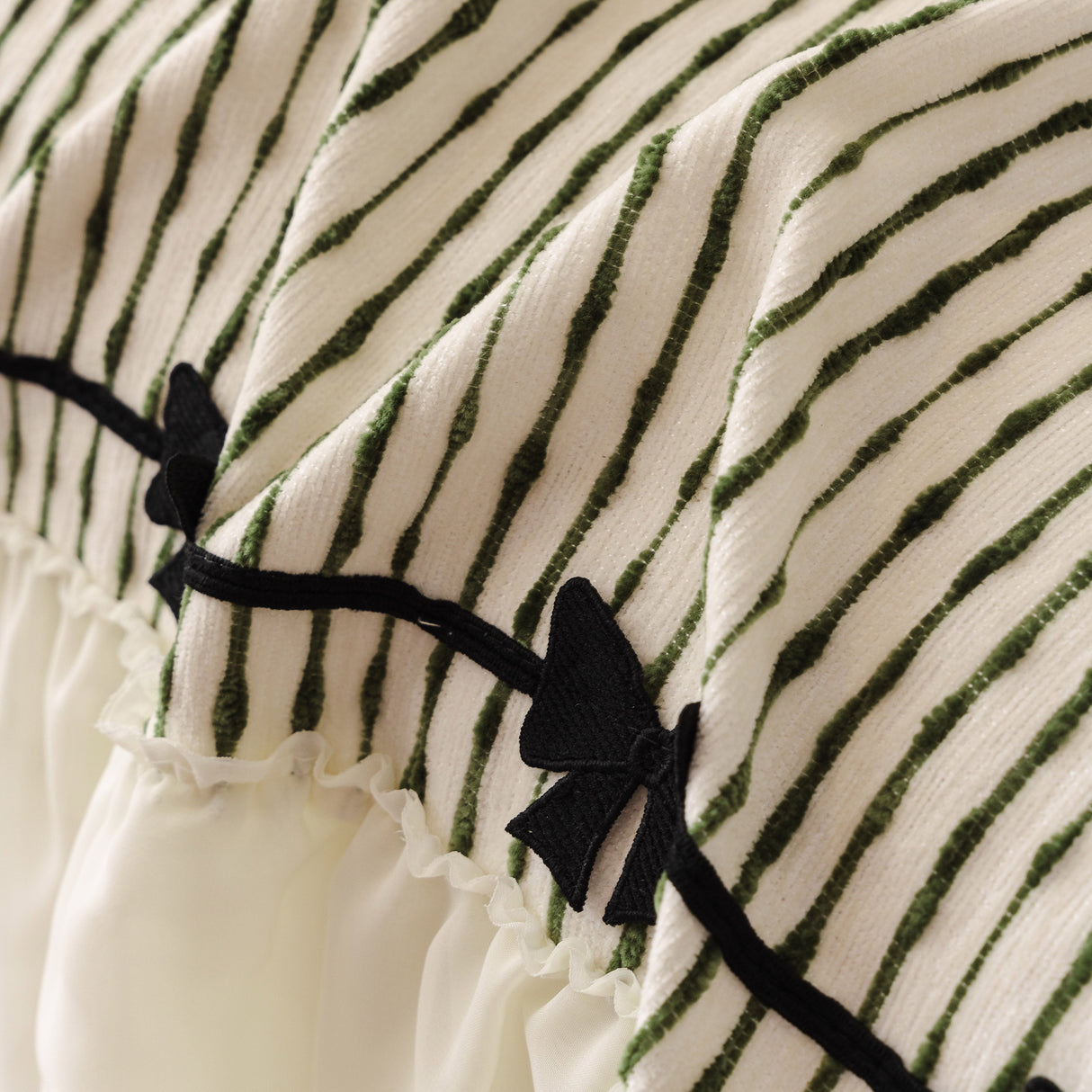 Ruffled Sofa Cover with Bowknot Decor, French Country Style Skirted Couch Slipcover