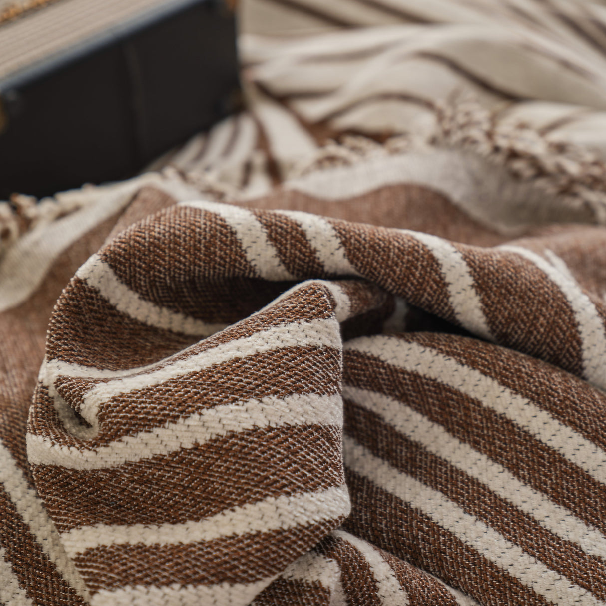 Chenille Striped Sofa Throw Blanket, Furniture Throw Covers Living Room Couch Cover