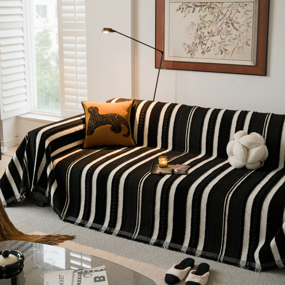 Bohemian Striped Sofa Cover, Decor Woven Throw for Couch, Loveseat, or Sectional