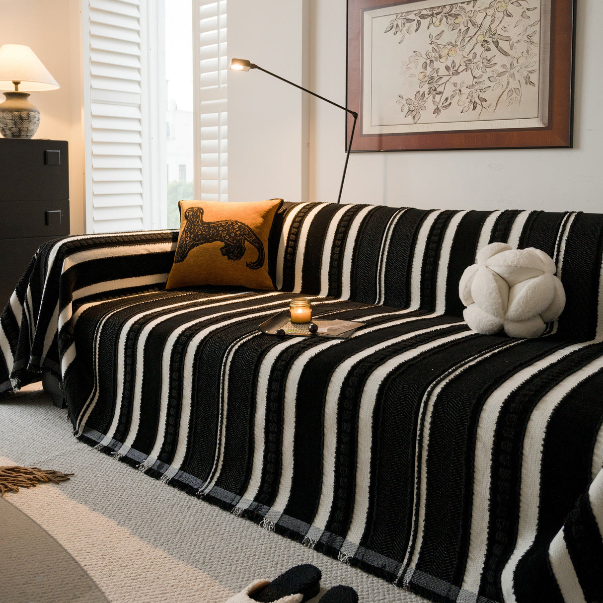 Bohemian Striped Sofa Cover, Decor Woven Throw for Couch, Loveseat, or Sectional