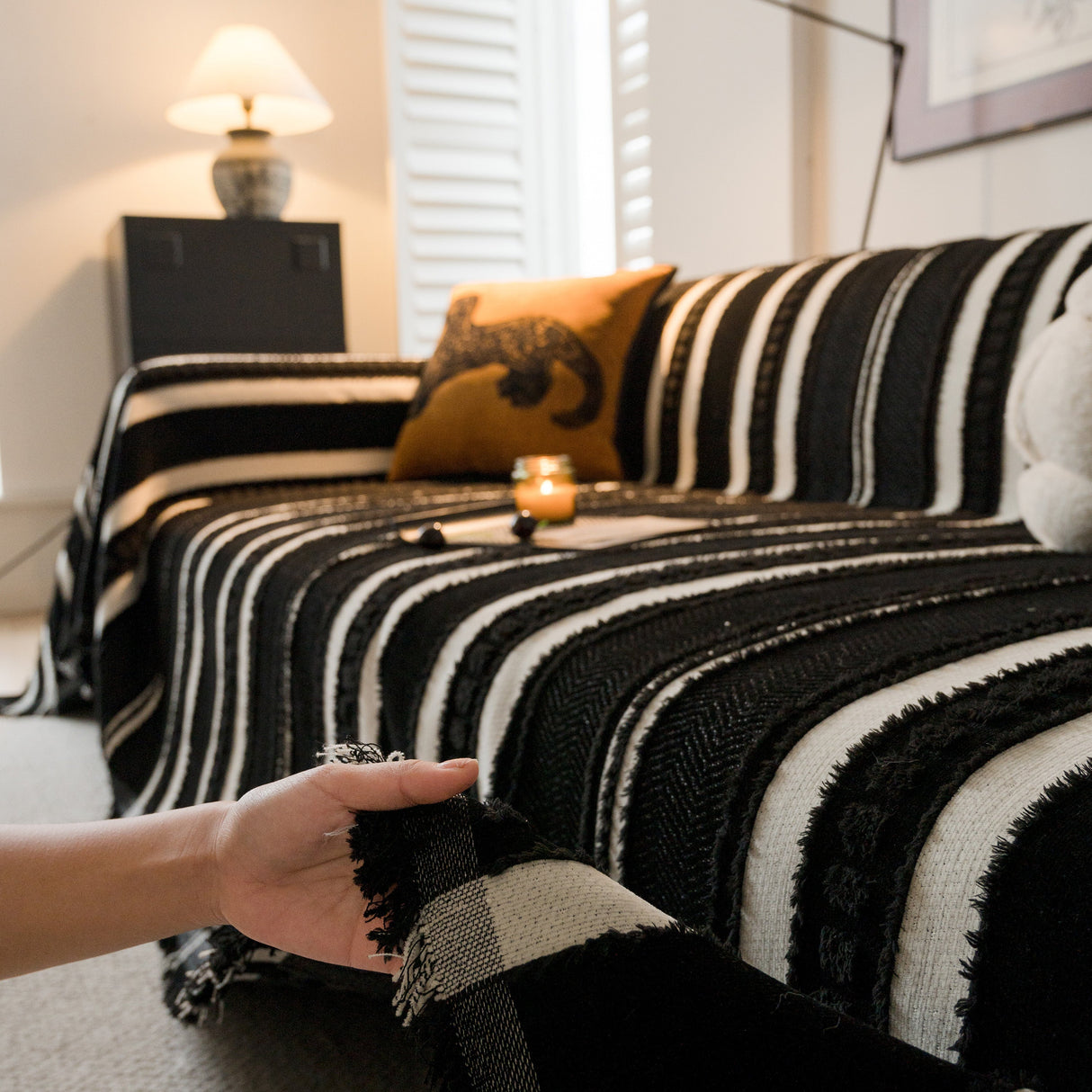 Bohemian Striped Sofa Cover, Decor Woven Throw for Couch, Loveseat, or Sectional