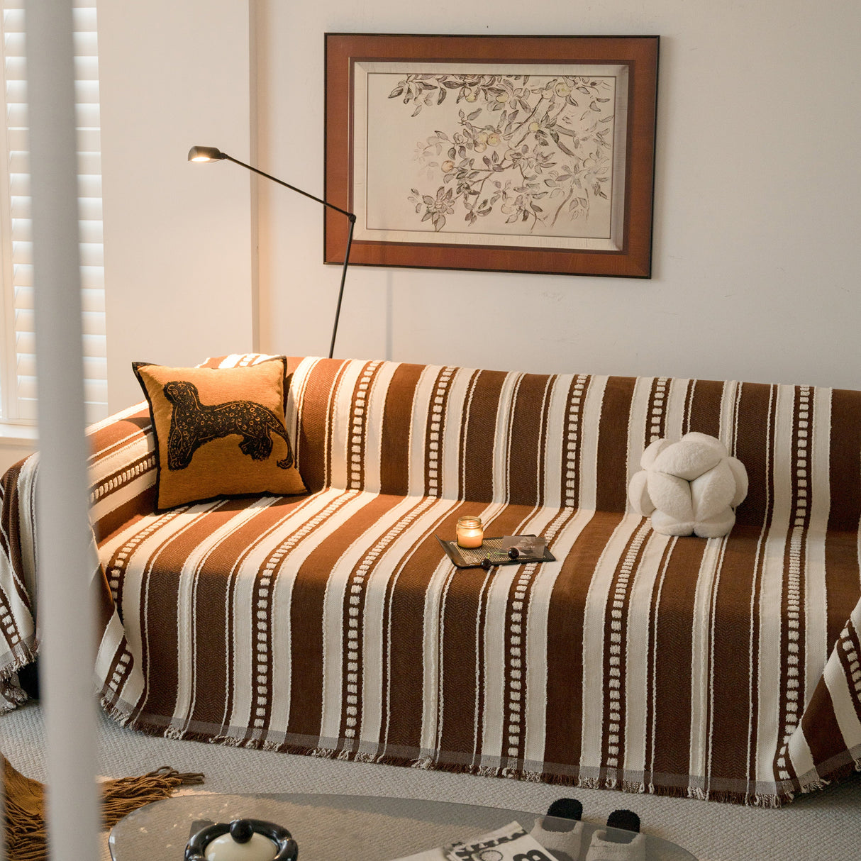 Bohemian Striped Sofa Cover, Decor Woven Throw for Couch, Loveseat, or Sectional