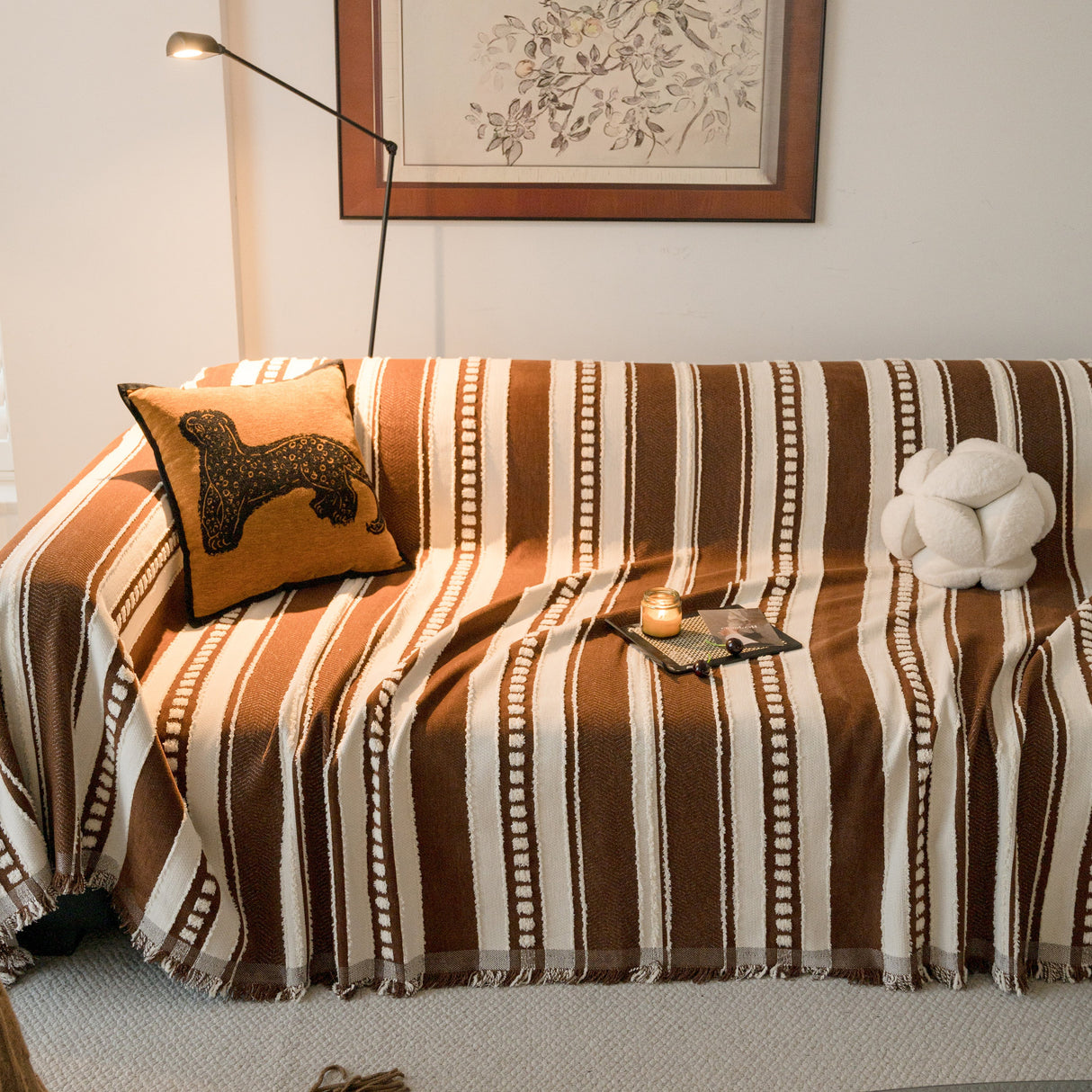 Bohemian Striped Sofa Cover, Decor Woven Throw for Couch, Loveseat, or Sectional