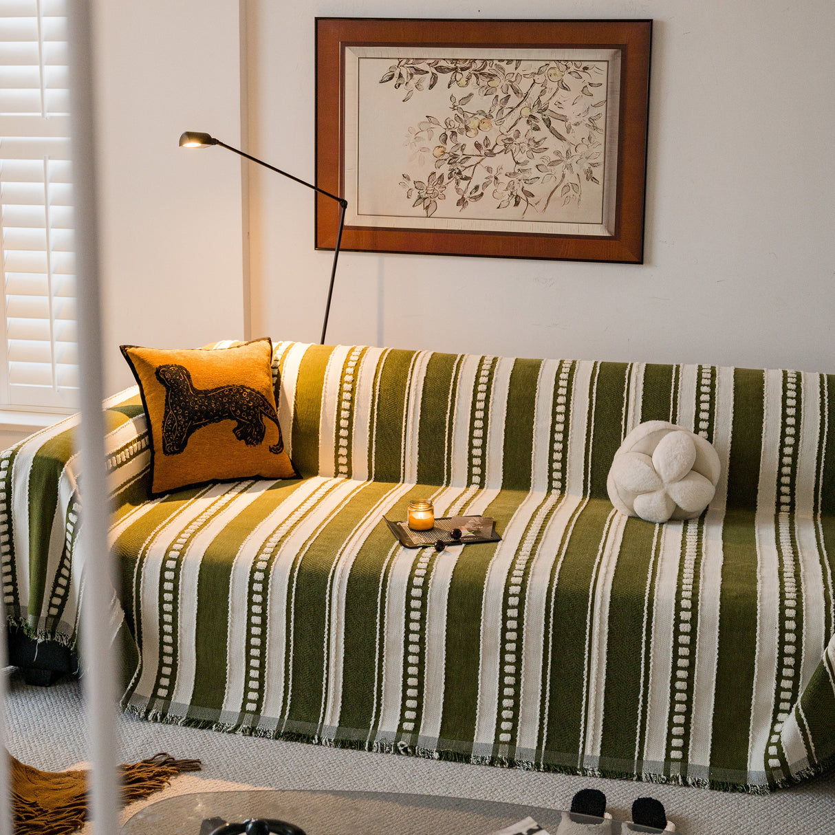 Bohemian Striped Sofa Cover, Decor Woven Throw for Couch, Loveseat, or Sectional