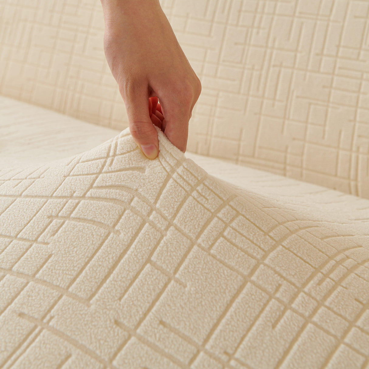 Embossed Lines Couch Covers Stretchable Non-Slip & Washable Sofa Slipcovers