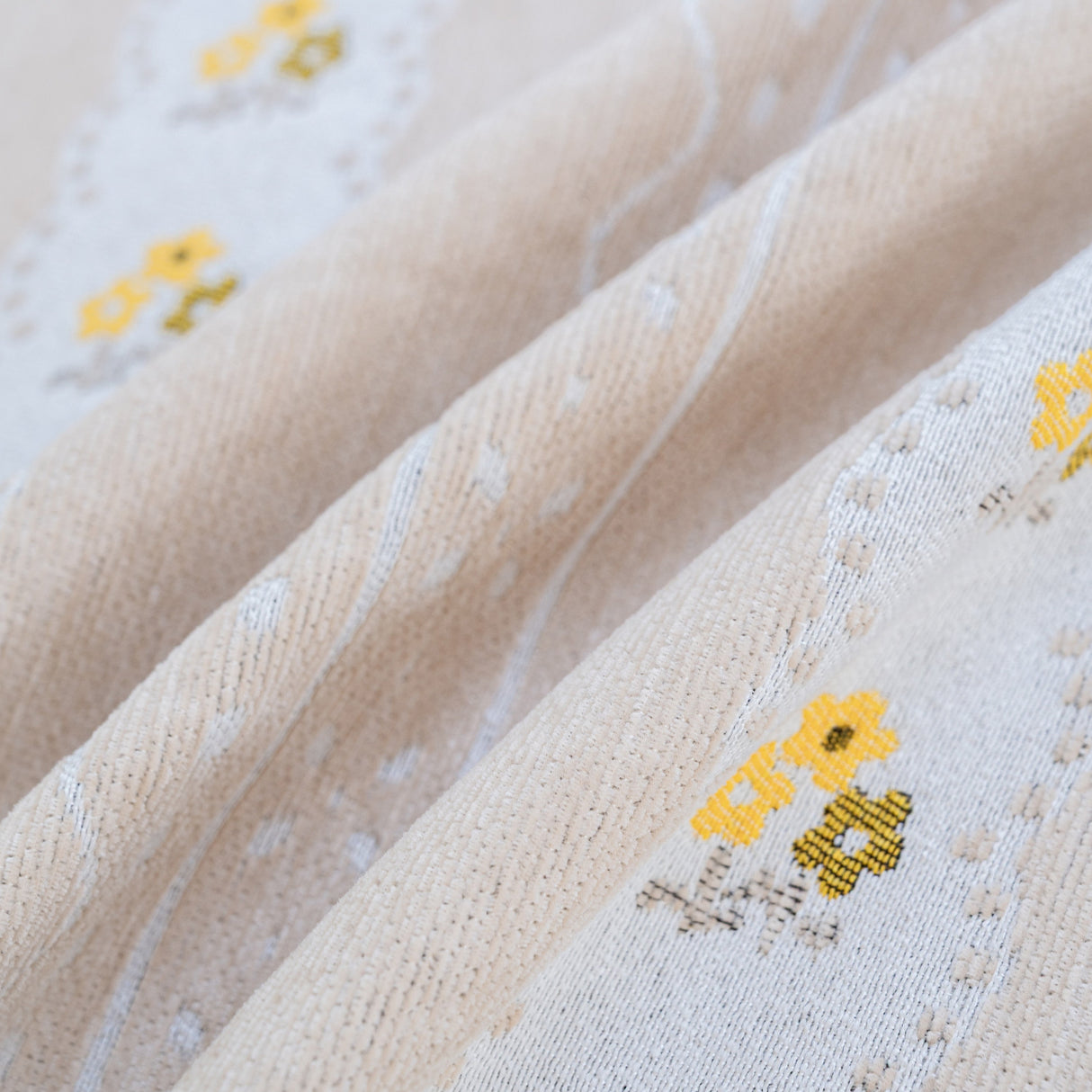 Daisy Striped Sofa Cover with Sheer Ruffle Skirt, Floral Soft Slipcover Blanket