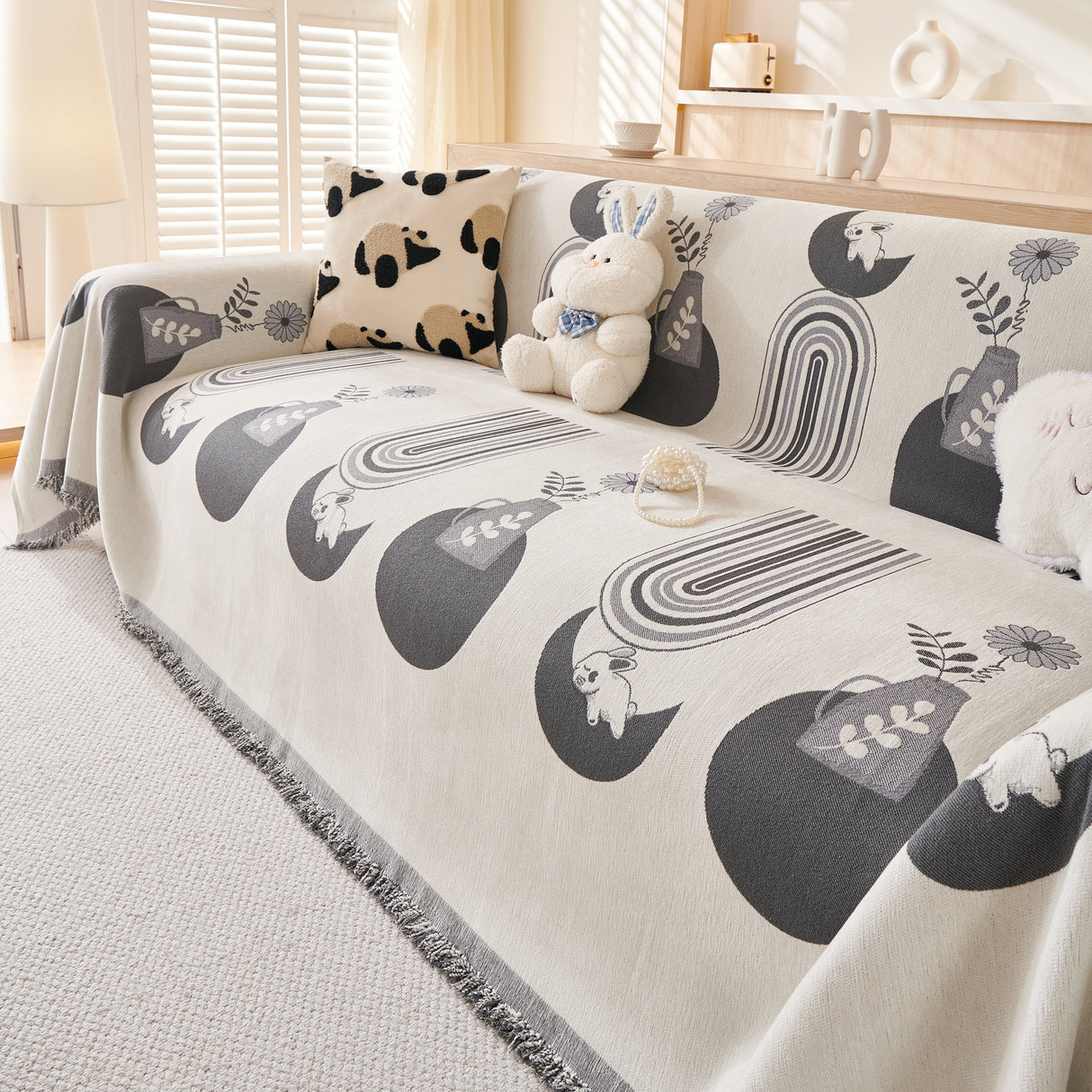 Decorative Throw Blankets for Couch Reversible Chenille Furniture Throw Covers for Sectional Sofa