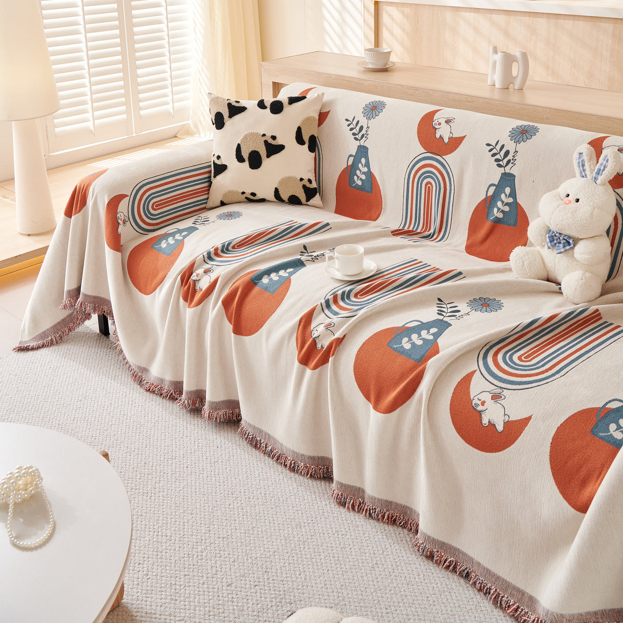 Decorative Throw Blankets for Couch Reversible Chenille Furniture Throw Covers for Sectional Sofa