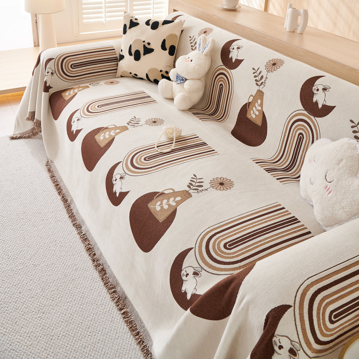 Decorative Throw Blankets for Couch Reversible Chenille Furniture Throw Covers for Sectional Sofa