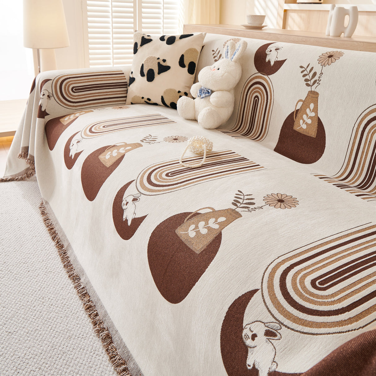 Decorative Throw Blankets for Couch Reversible Chenille Furniture Throw Covers for Sectional Sofa