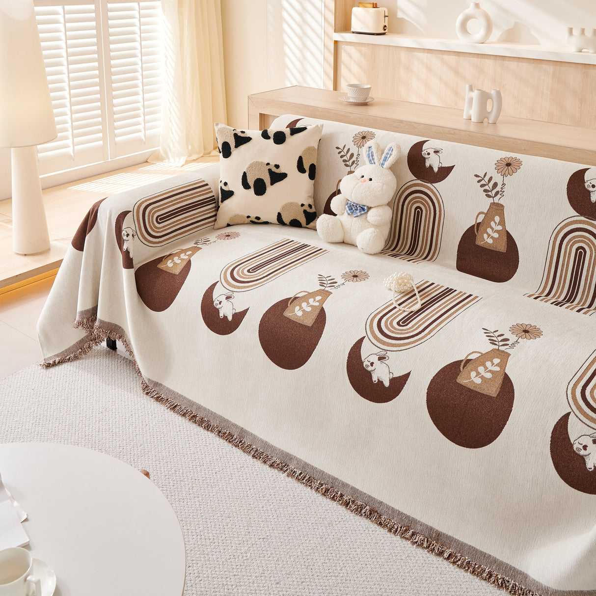 Decorative Throw Blankets for Couch Reversible Chenille Furniture Throw Covers for Sectional Sofa