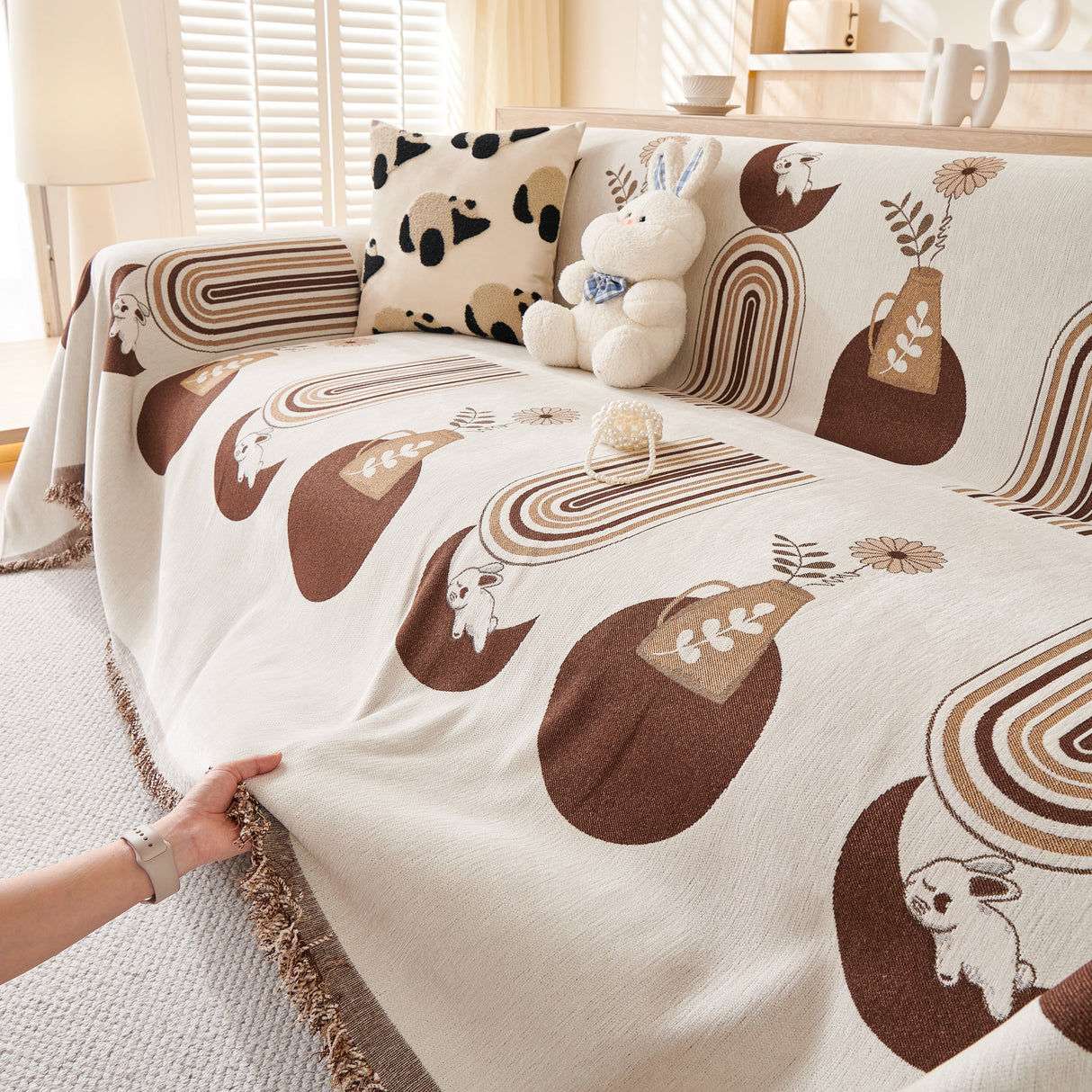 Decorative Throw Blankets for Couch Reversible Chenille Furniture Throw Covers for Sectional Sofa