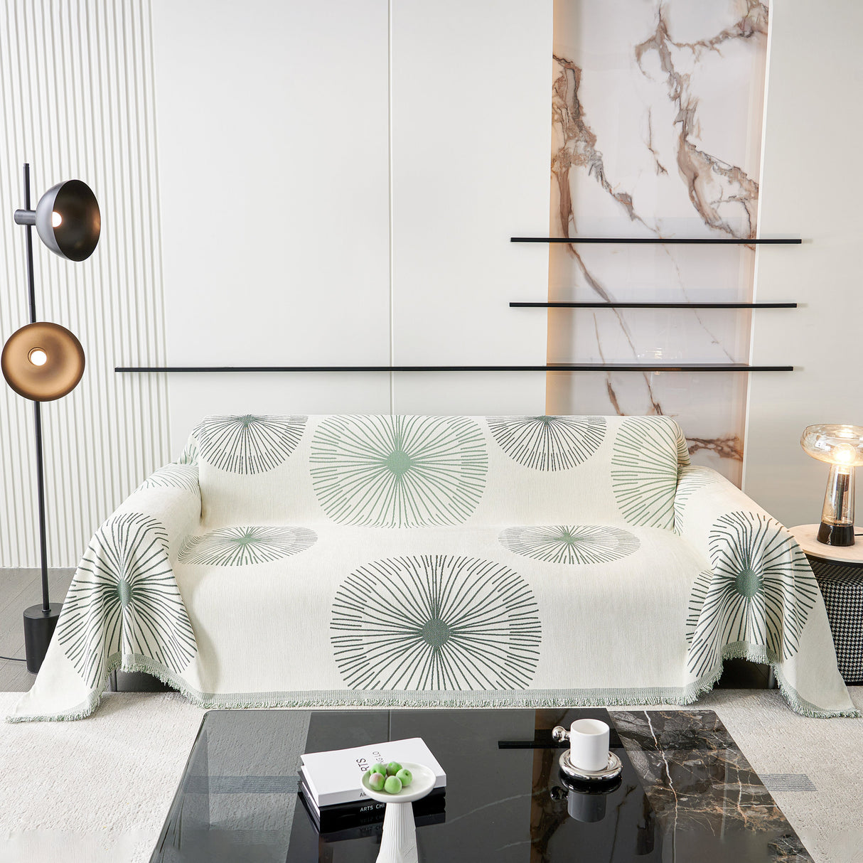 Dandelion Reversible Striped Couch Throw Cover for Living Room Pet Sofa Slipcovers Couch Protector