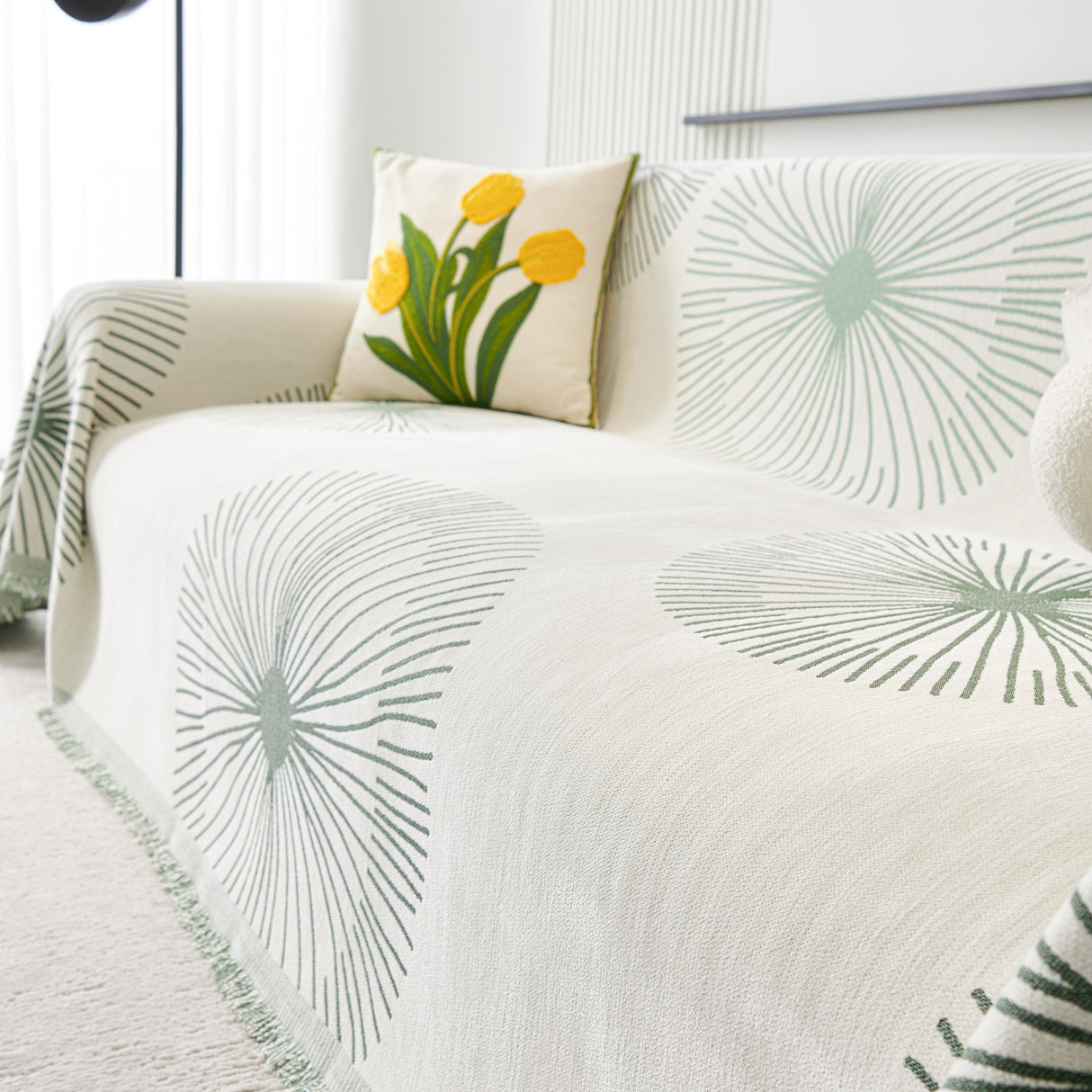 Dandelion Reversible Striped Couch Throw Cover for Living Room Pet Sofa Slipcovers Couch Protector