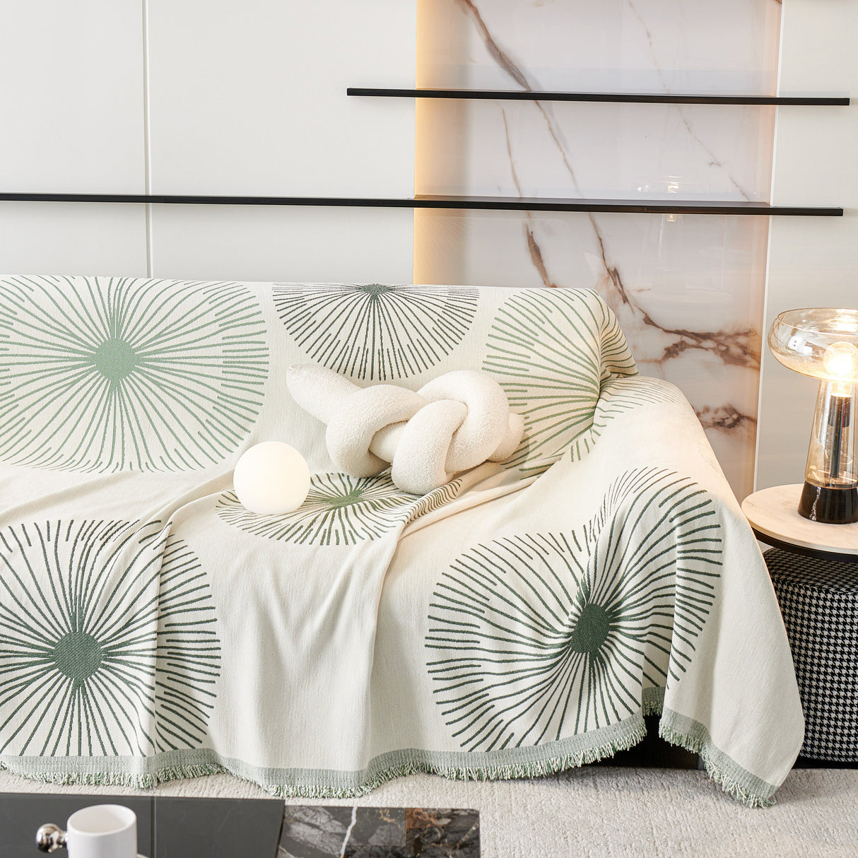 Dandelion Reversible Striped Couch Throw Cover for Living Room Pet Sofa Slipcovers Couch Protector