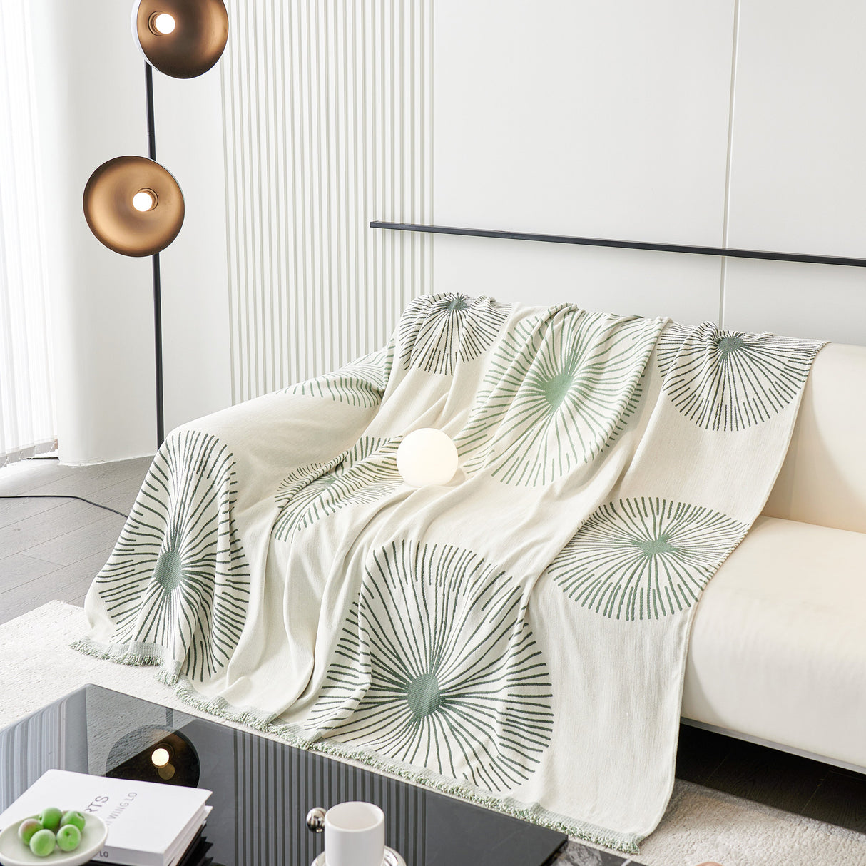 Dandelion Reversible Striped Couch Throw Cover for Living Room Pet Sofa Slipcovers Couch Protector