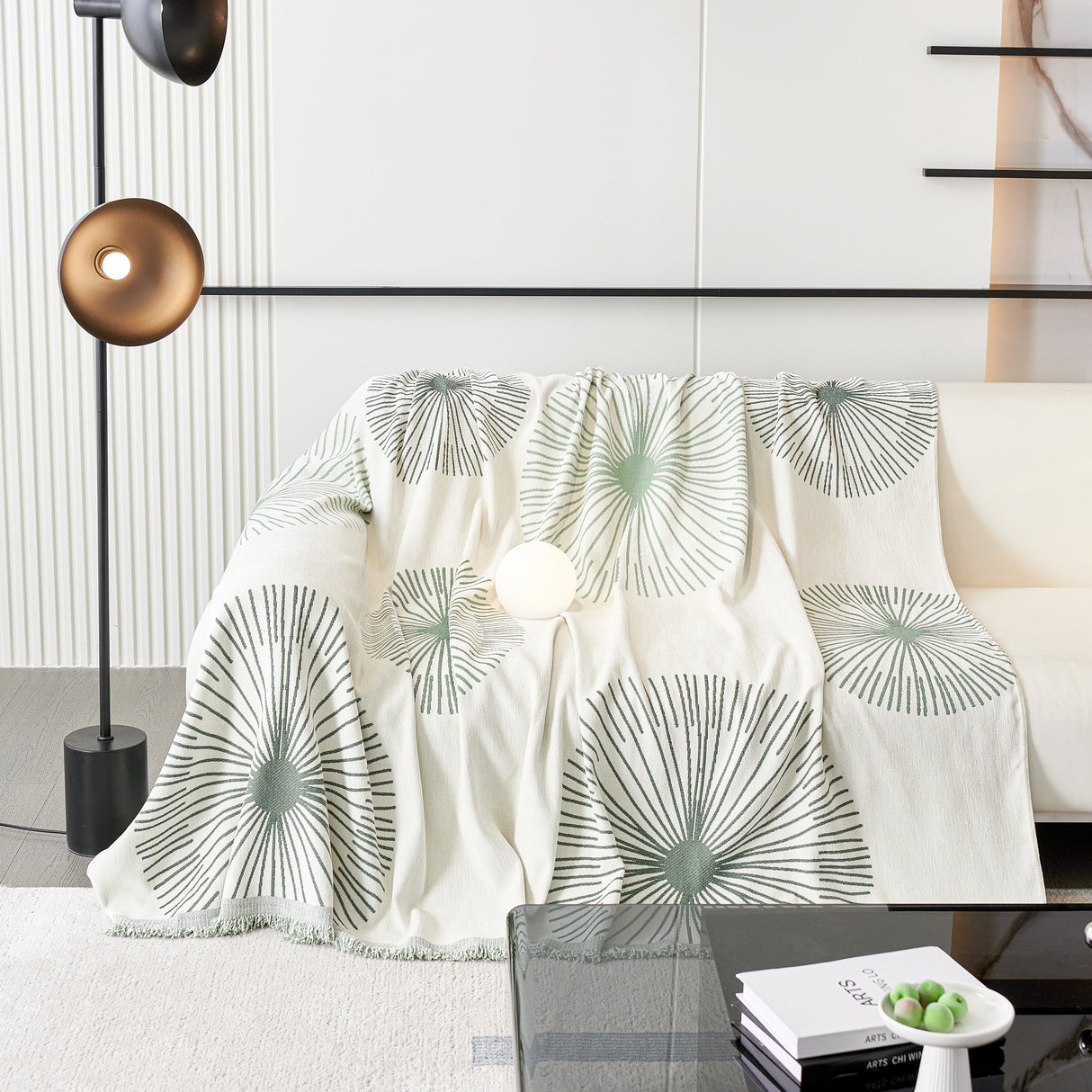 Dandelion Reversible Striped Couch Throw Cover for Living Room Pet Sofa Slipcovers Couch Protector