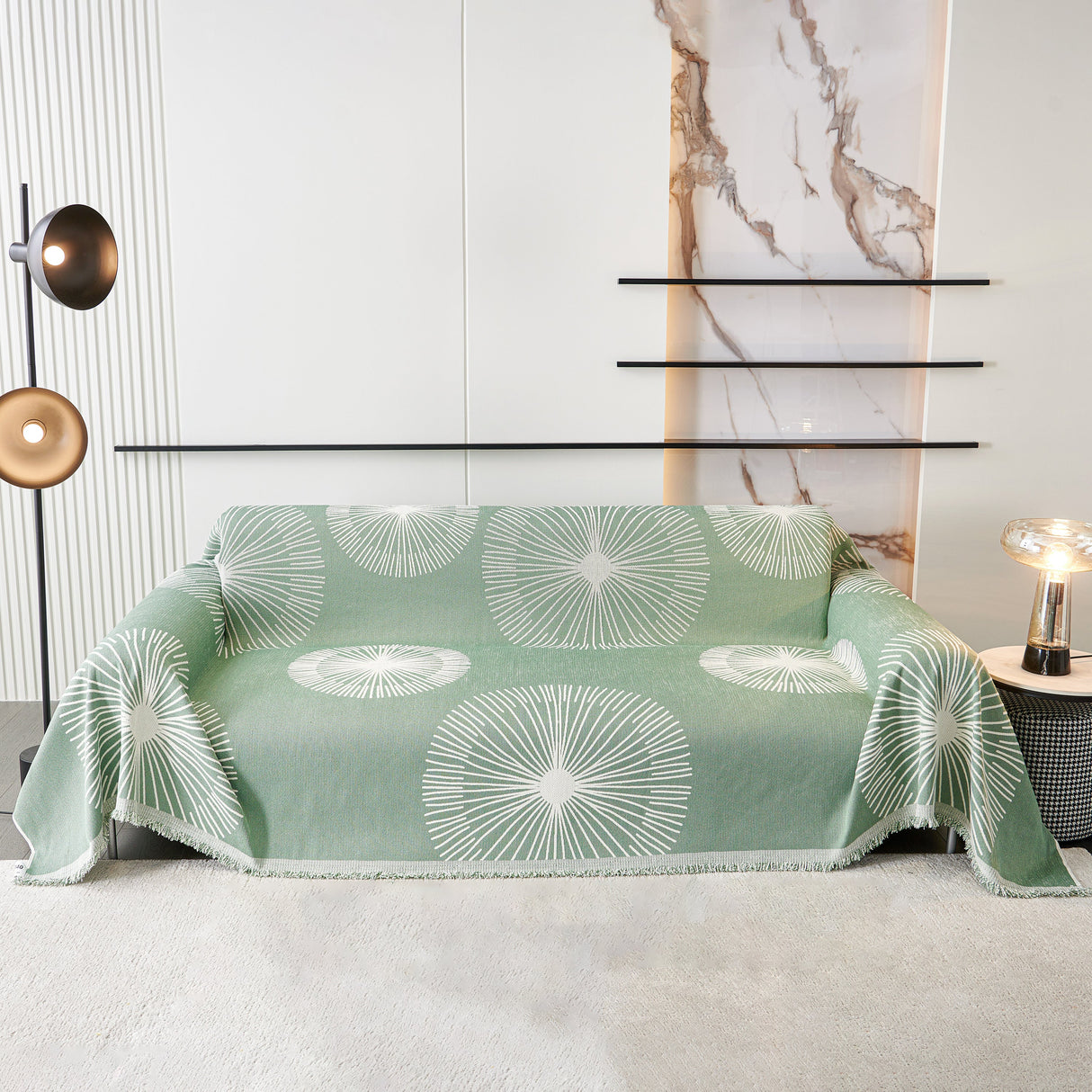 Dandelion Reversible Striped Couch Throw Cover for Living Room Pet Sofa Slipcovers Couch Protector