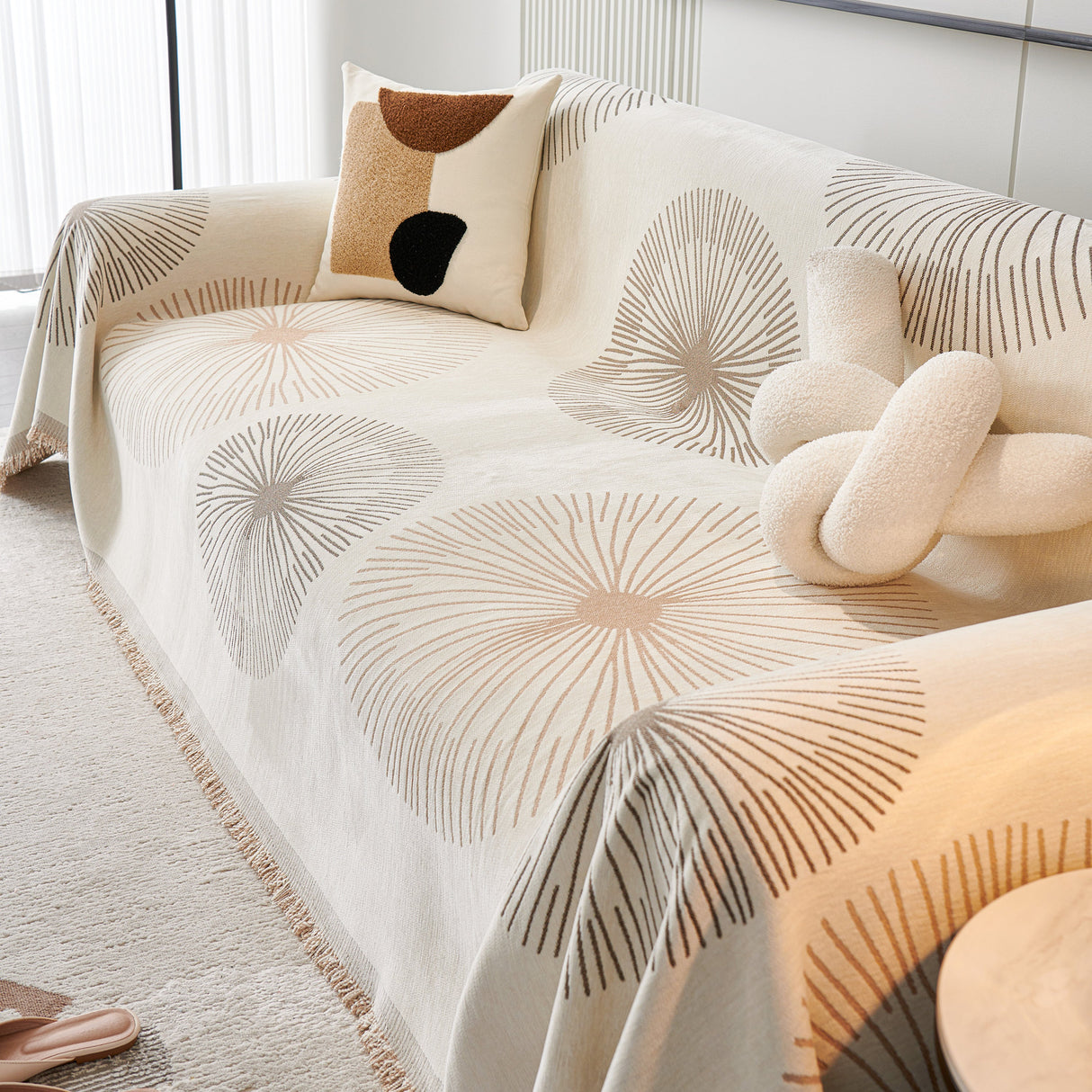 Dandelion Reversible Striped Couch Throw Cover for Living Room Pet Sofa Slipcovers Couch Protector