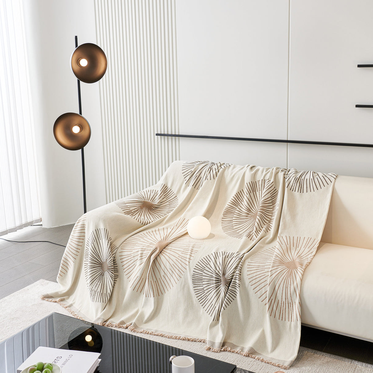 Dandelion Reversible Striped Couch Throw Cover for Living Room Pet Sofa Slipcovers Couch Protector