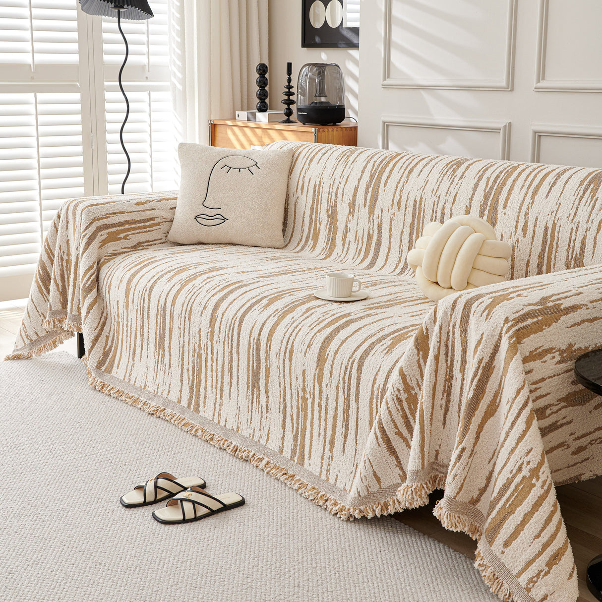 Reversible Sofa Throw Blanket, Couch Cover Sofa Slipcover for Most Shape Sofas