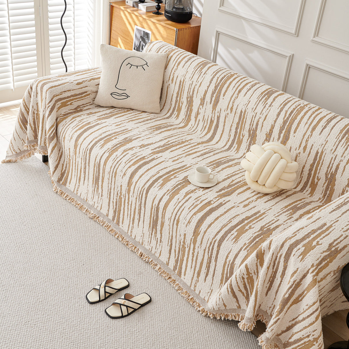 Reversible Sofa Throw Blanket, Couch Cover Sofa Slipcover for Most Shape Sofas