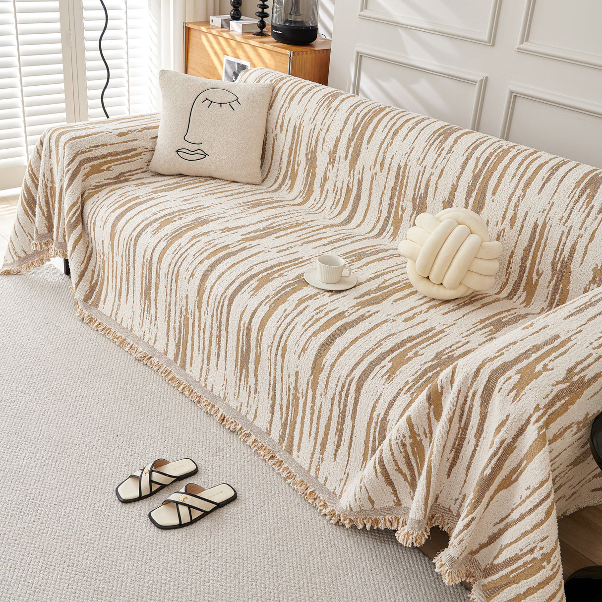 Reversible Sofa Throw Blanket, Couch Cover Sofa Slipcover for Most Shape Sofas