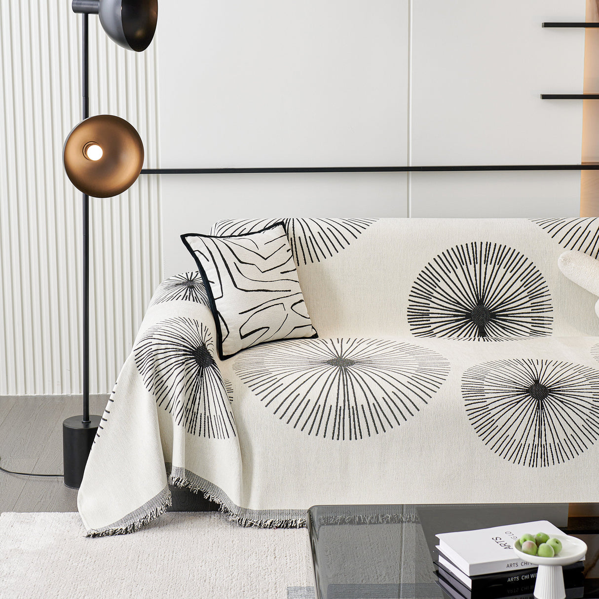 Dandelion Reversible Striped Couch Throw Cover for Living Room Pet Sofa Slipcovers Couch Protector