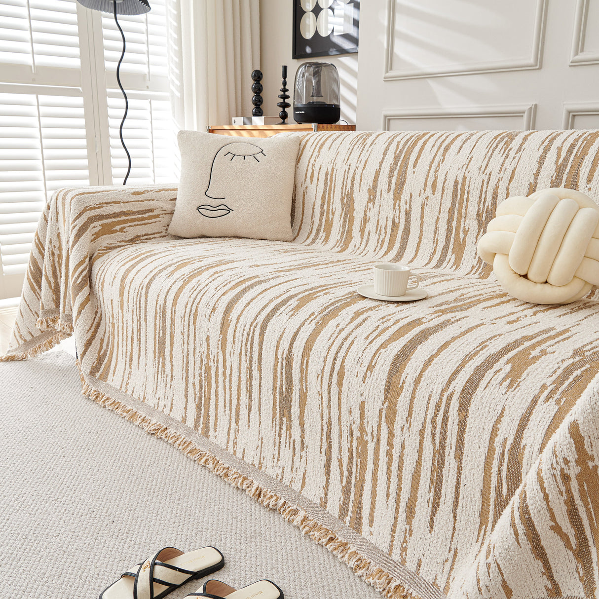 Reversible Sofa Throw Blanket, Couch Cover Sofa Slipcover for Most Shape Sofas