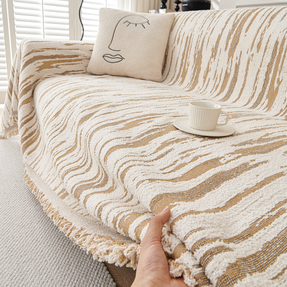 Reversible Sofa Throw Blanket, Couch Cover Sofa Slipcover for Most Shape Sofas