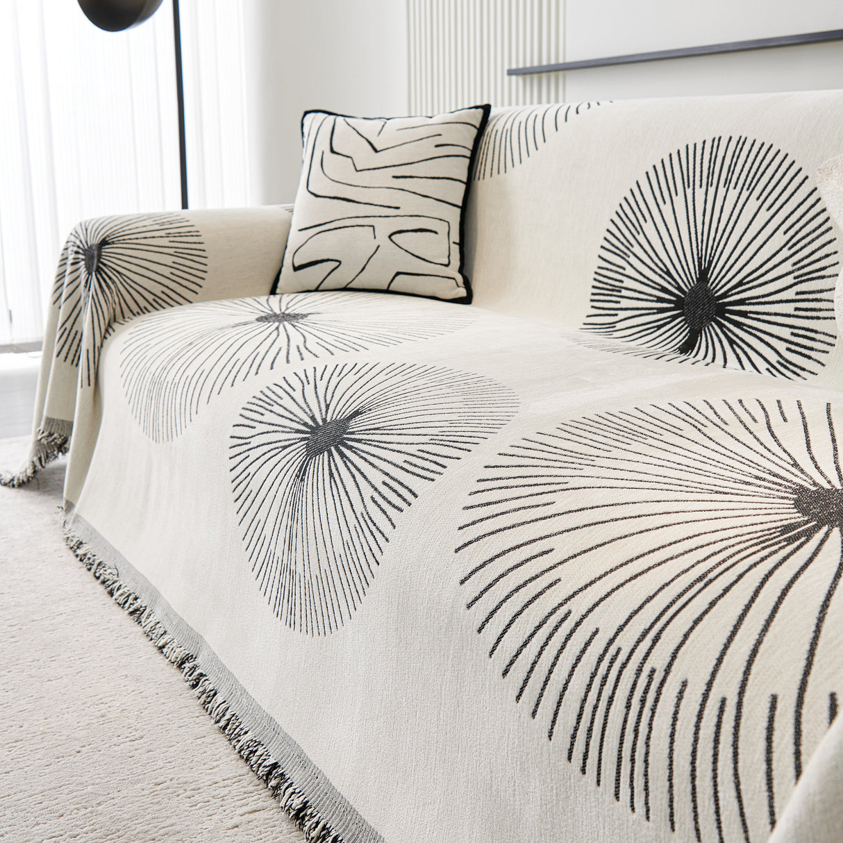 Dandelion Reversible Striped Couch Throw Cover for Living Room Pet Sofa Slipcovers Couch Protector