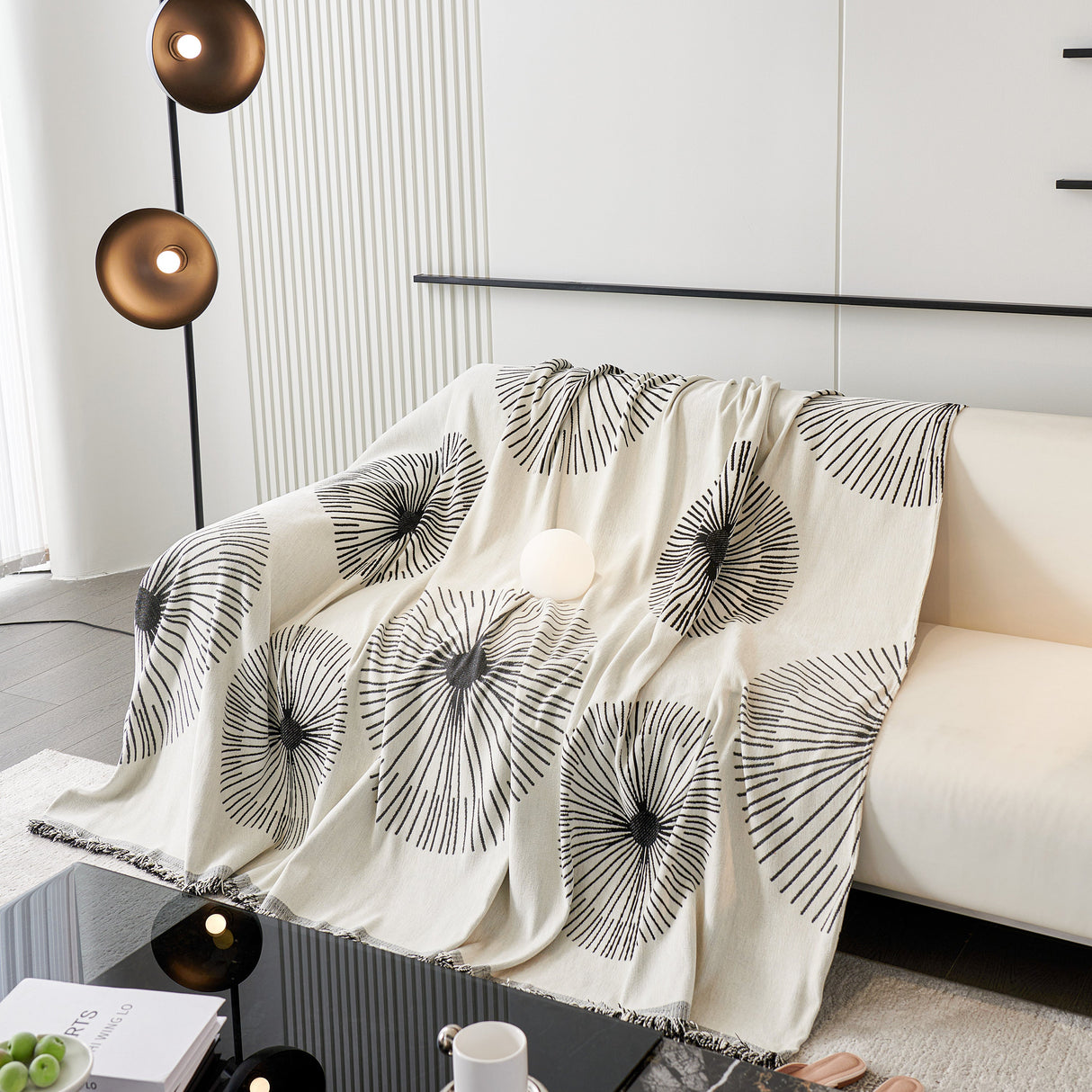 Dandelion Reversible Striped Couch Throw Cover for Living Room Pet Sofa Slipcovers Couch Protector