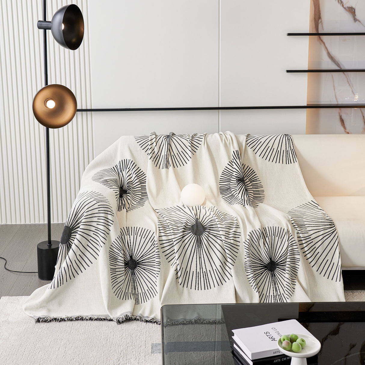 Dandelion Reversible Striped Couch Throw Cover for Living Room Pet Sofa Slipcovers Couch Protector