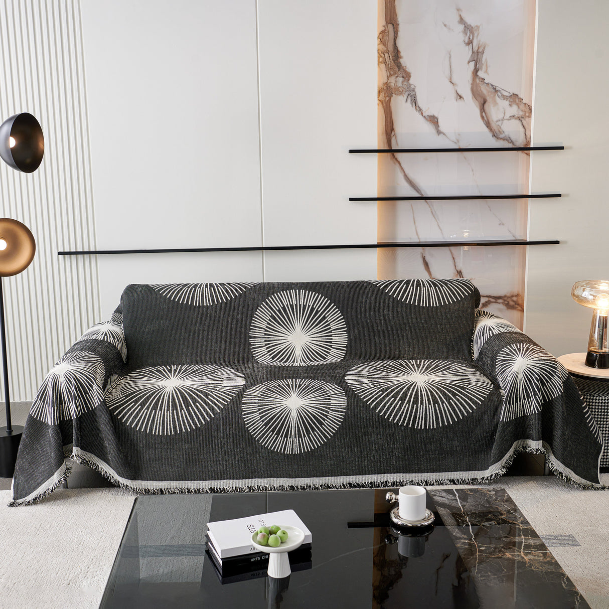 Dandelion Reversible Striped Couch Throw Cover for Living Room Pet Sofa Slipcovers Couch Protector