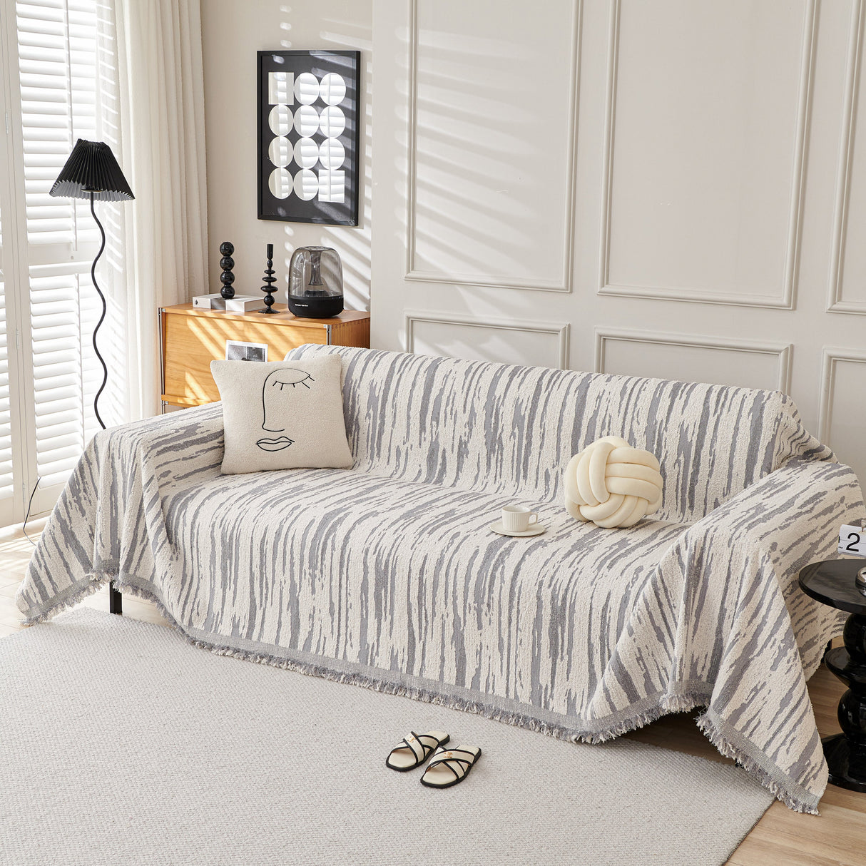 Reversible Sofa Throw Blanket, Couch Cover Sofa Slipcover for Most Shape Sofas