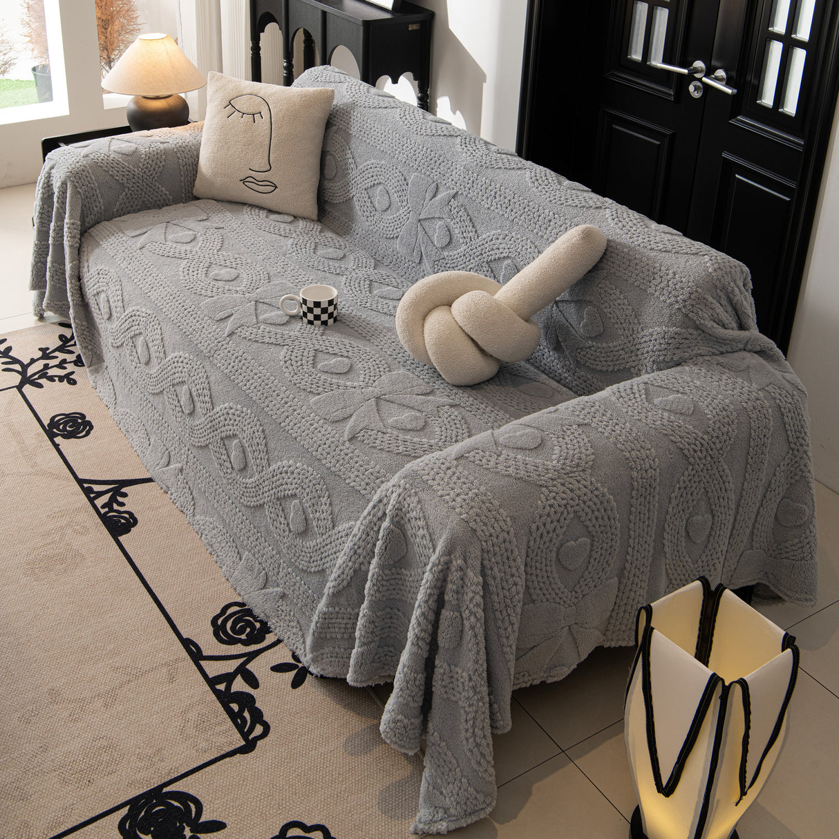 Soft Plush Fleece Throw Blanket for Couch Solid Cute Warm Couch Cover Blanket for Winter