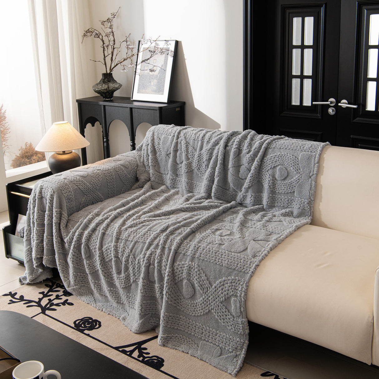 Soft Plush Fleece Throw Blanket for Couch Solid Cute Warm Couch Cover Blanket for Winter