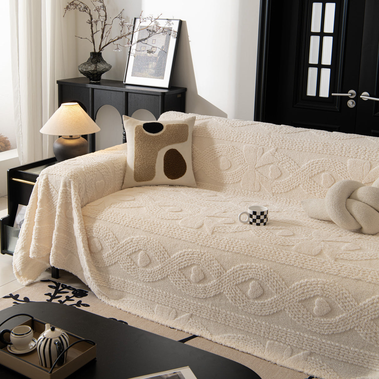 Soft Plush Fleece Throw Blanket for Couch Solid Cute Warm Couch Cover Blanket for Winter