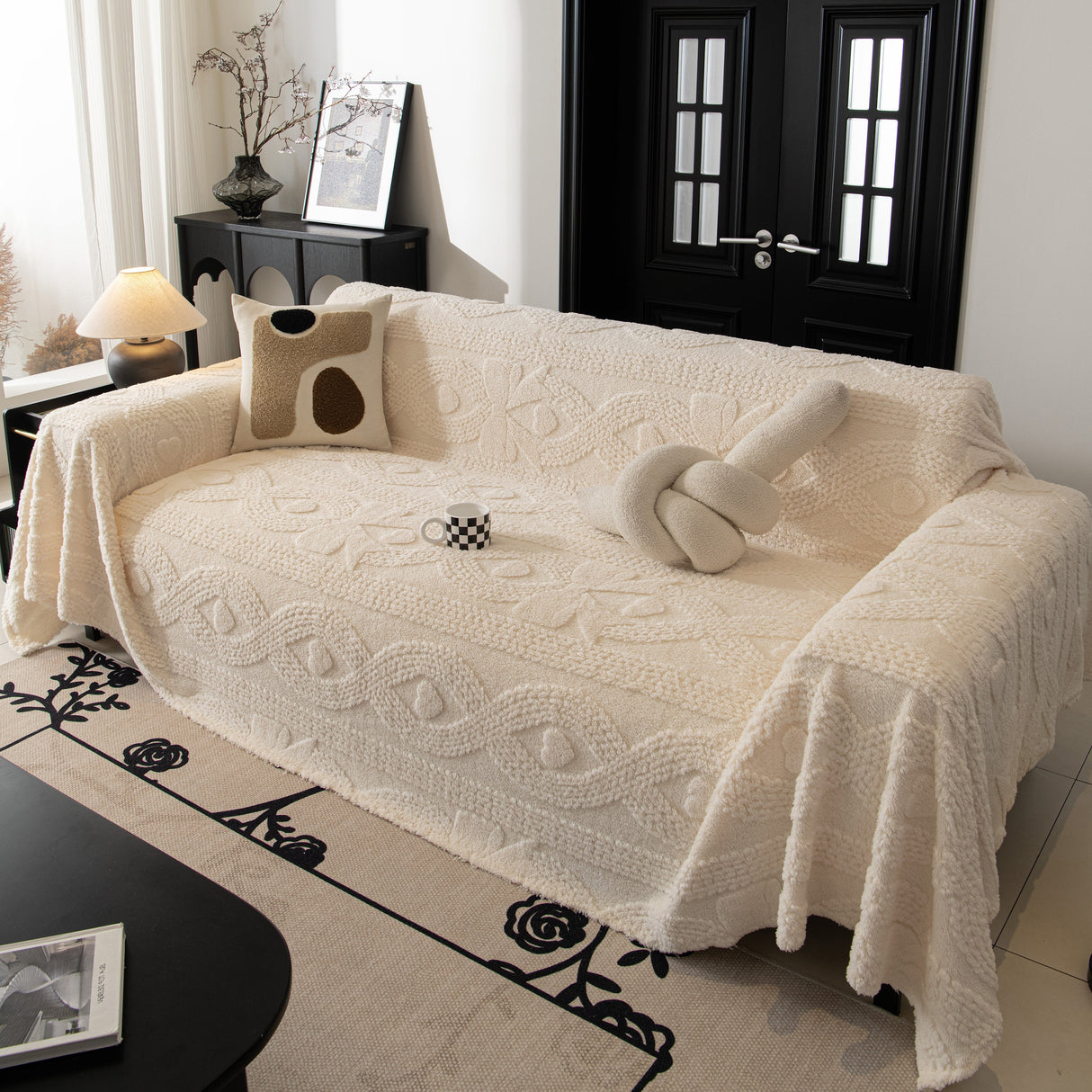 Soft Plush Fleece Throw Blanket for Couch Solid Cute Warm Couch Cover Blanket for Winter