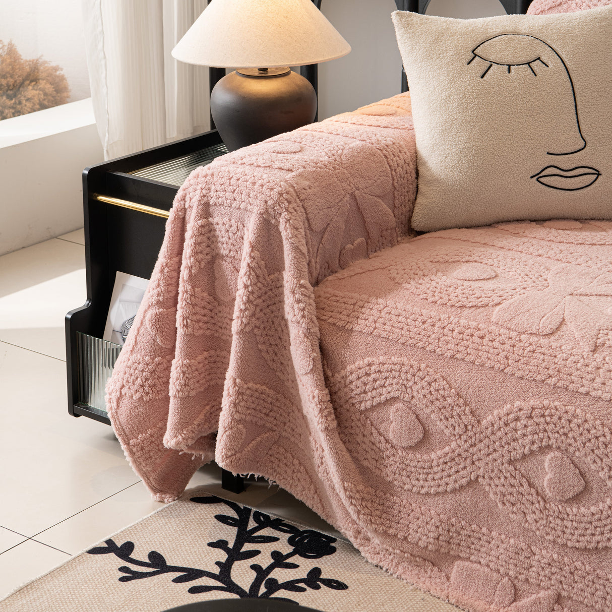 Soft Plush Fleece Throw Blanket for Couch Solid Cute Warm Couch Cover Blanket for Winter
