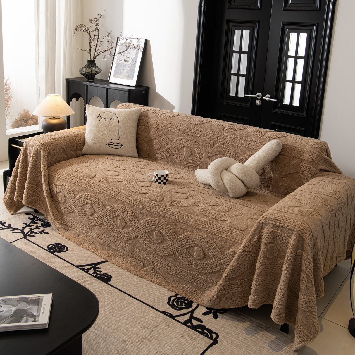 Soft Plush Fleece Throw Blanket for Couch Solid Cute Warm Couch Cover Blanket for Winter