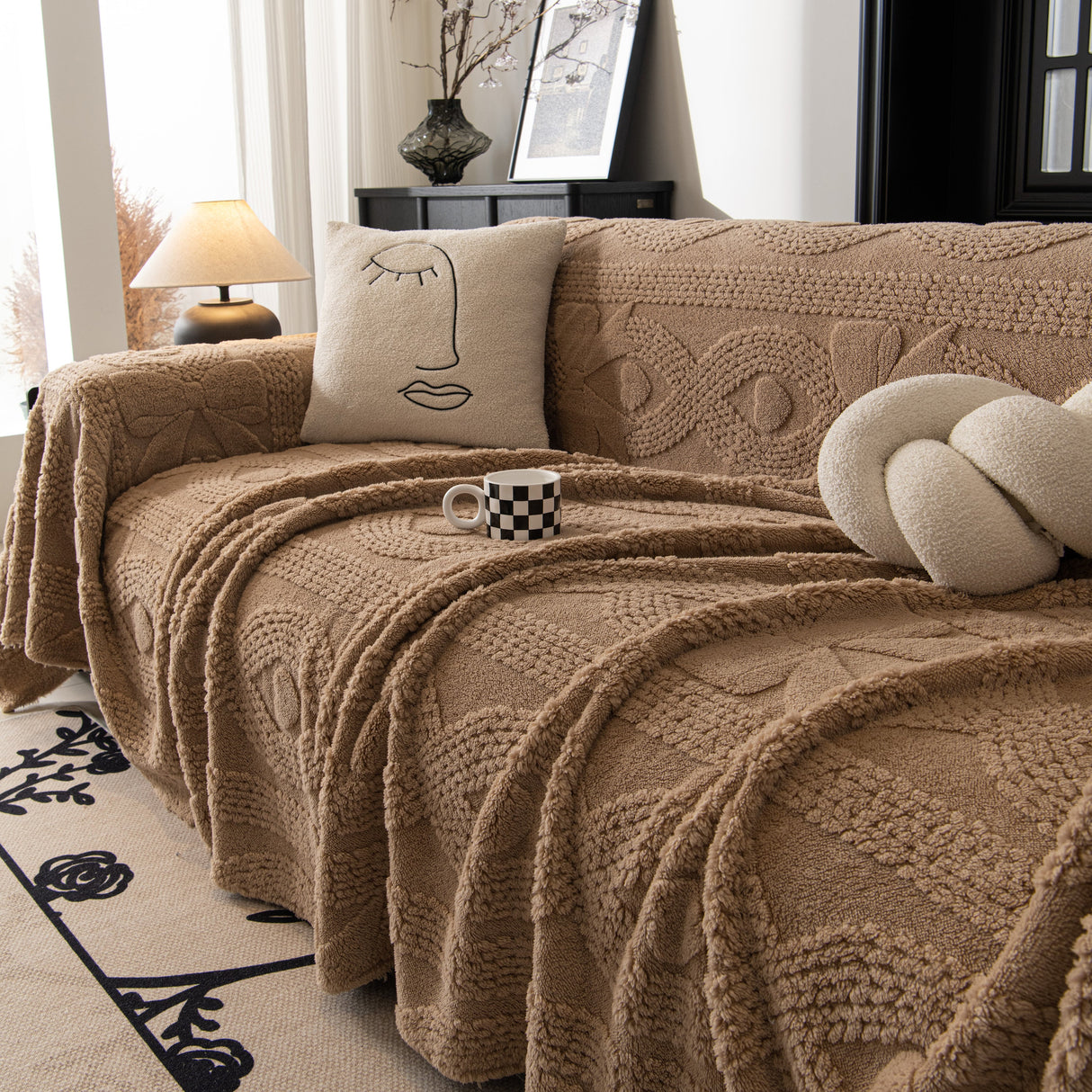 Soft Plush Fleece Throw Blanket for Couch Solid Cute Warm Couch Cover Blanket for Winter